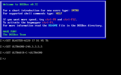 Picture of DOSBox Startup Screen